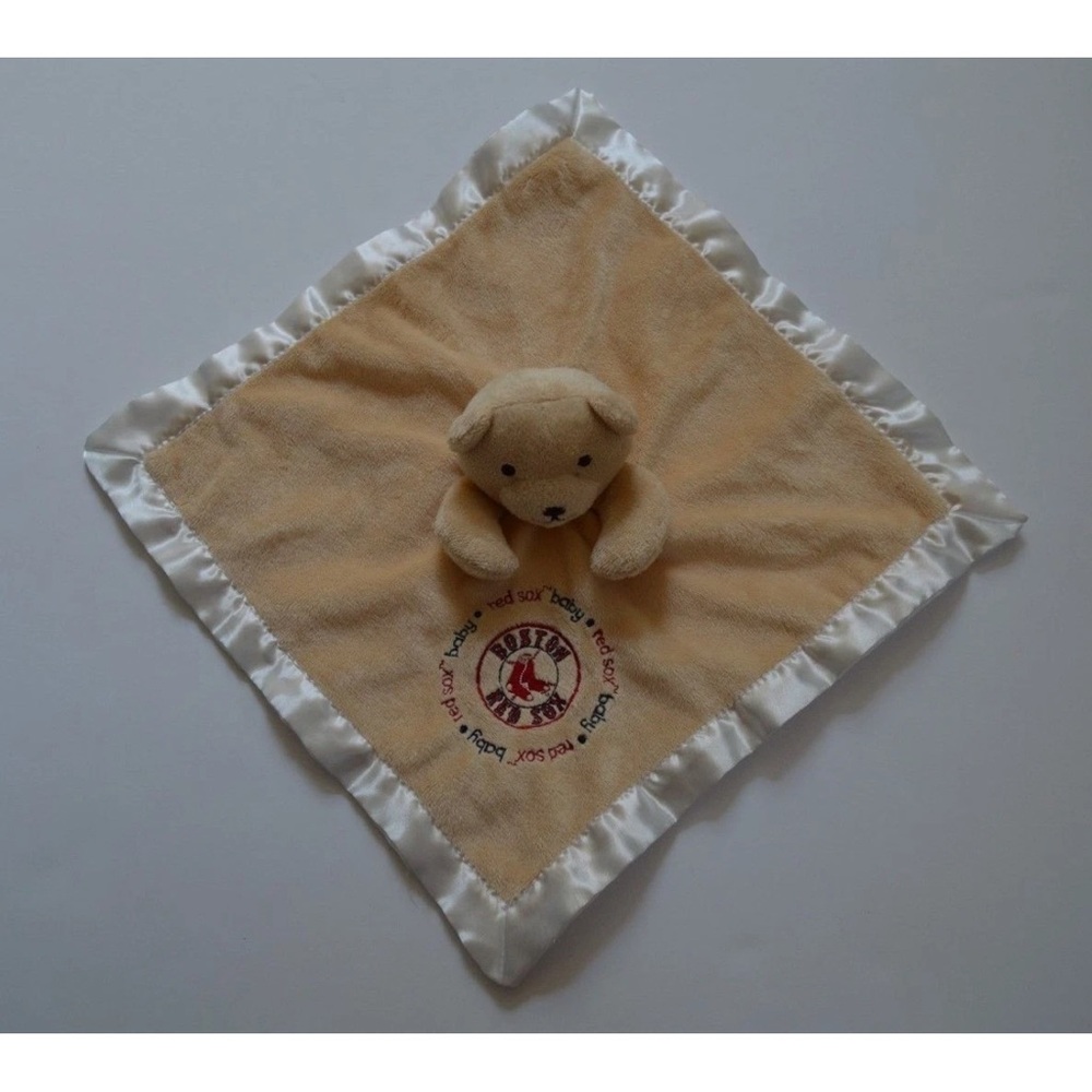 Baby Fanatic Boston Red Sox Lovey Bear Security Blanket Plush Tan Silky Baseball
